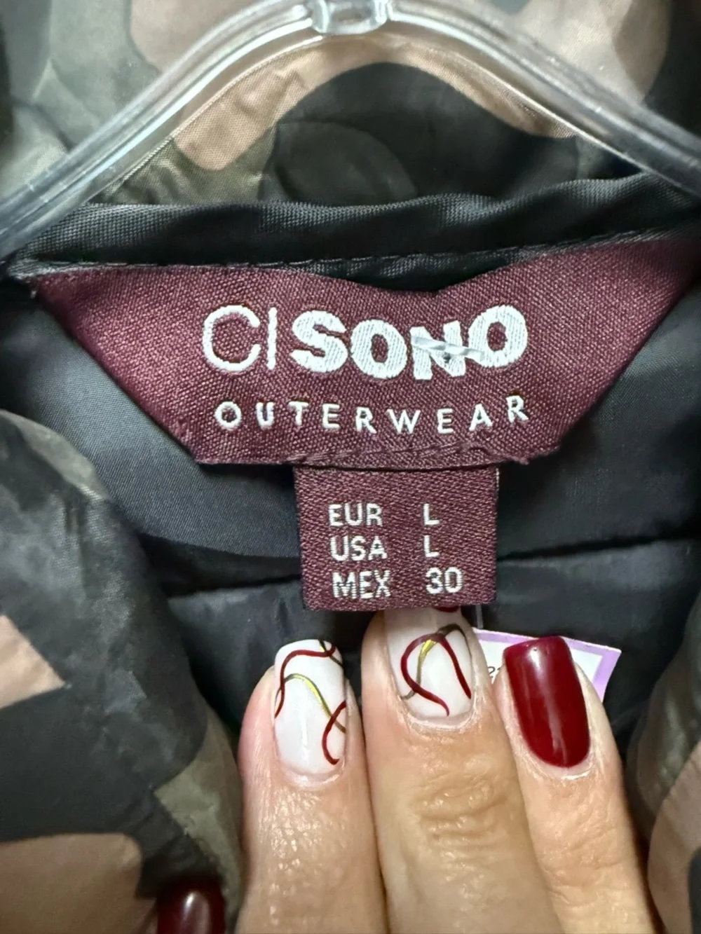 Cisono Camo Puffer Jacket Womens Large Lightweight Quilted Coat